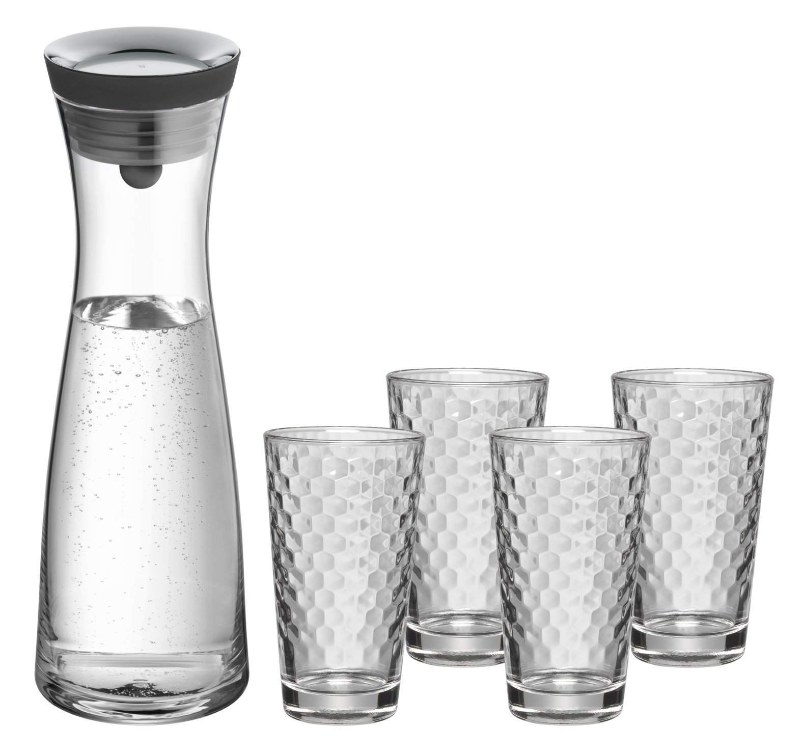 Karafa na vodu Basic 1 l + 4 sklenice