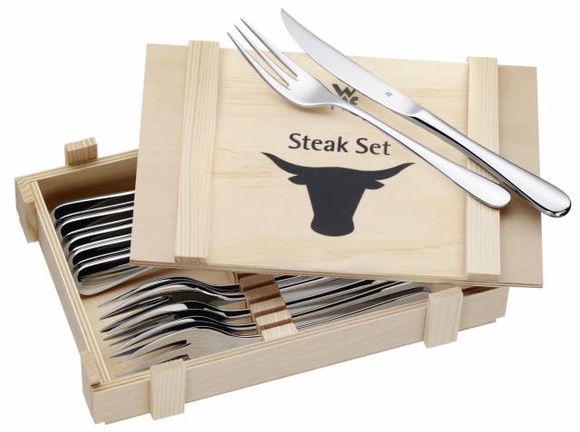 Steakové příbory v dřevěné krabici 12ks