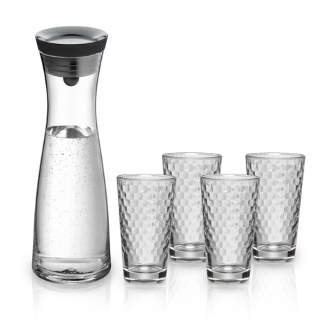 Karafa na vodu Basic 1 l + 4 sklenice