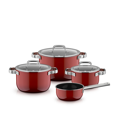 Fusiontec Mineral Pro 4dílná sada kuchyňského nádobí passion red
